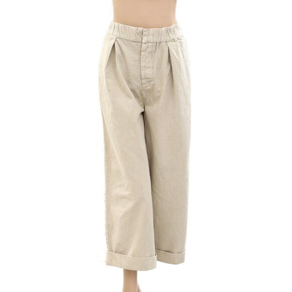 Free People After Love Cuff Trousers Pants Solid Pull-on Slouchy Cotton S 271865